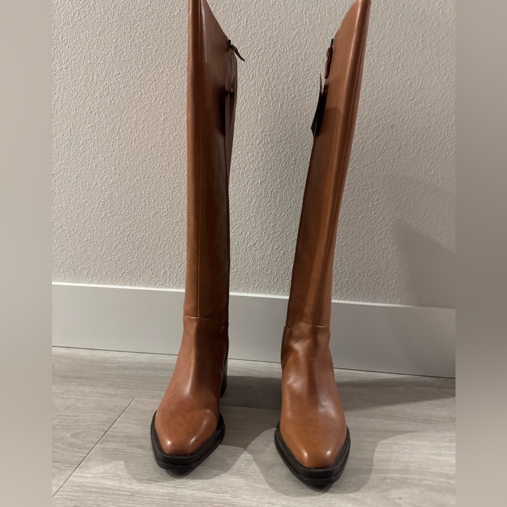 FRANCO SARTO Tan Leather Riding Boots - Size 10M - New